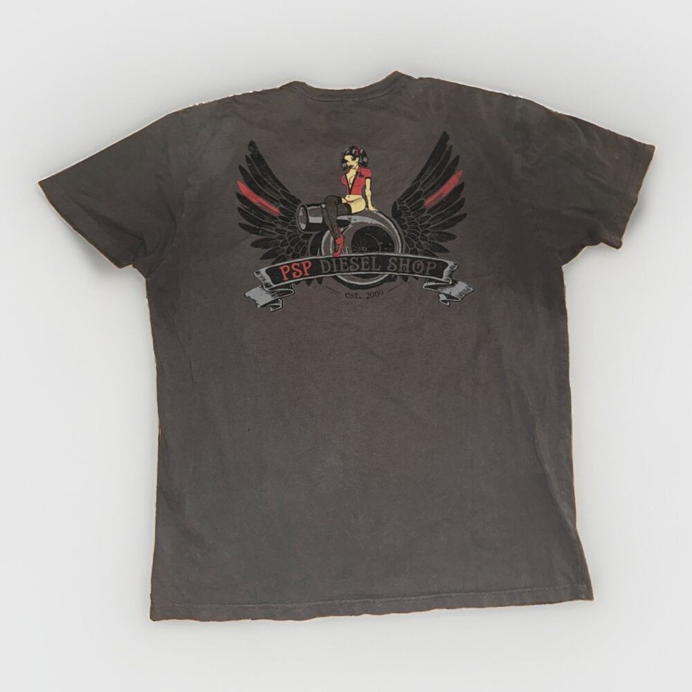 Grunt Style Diesel Shop Graphic T-Shirt XL Grey 23x28 USA Y2K
